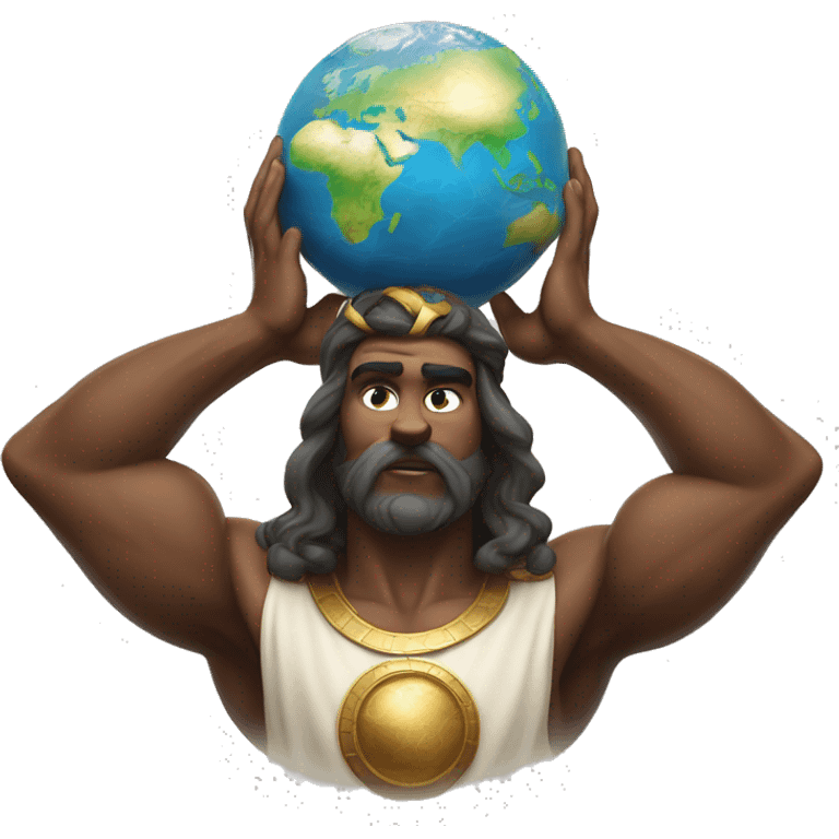 An emoji of Atlas, the mythological figure, depicted holding up the globe on his shoulders, symbolizing strength and endurance emoji