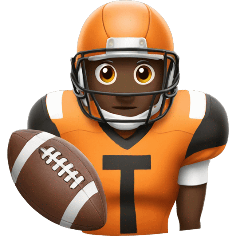 Football with the letter T in orange  emoji