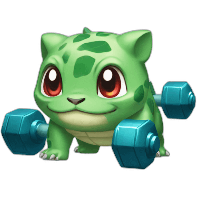 bulbasaur with dumbbells emoji