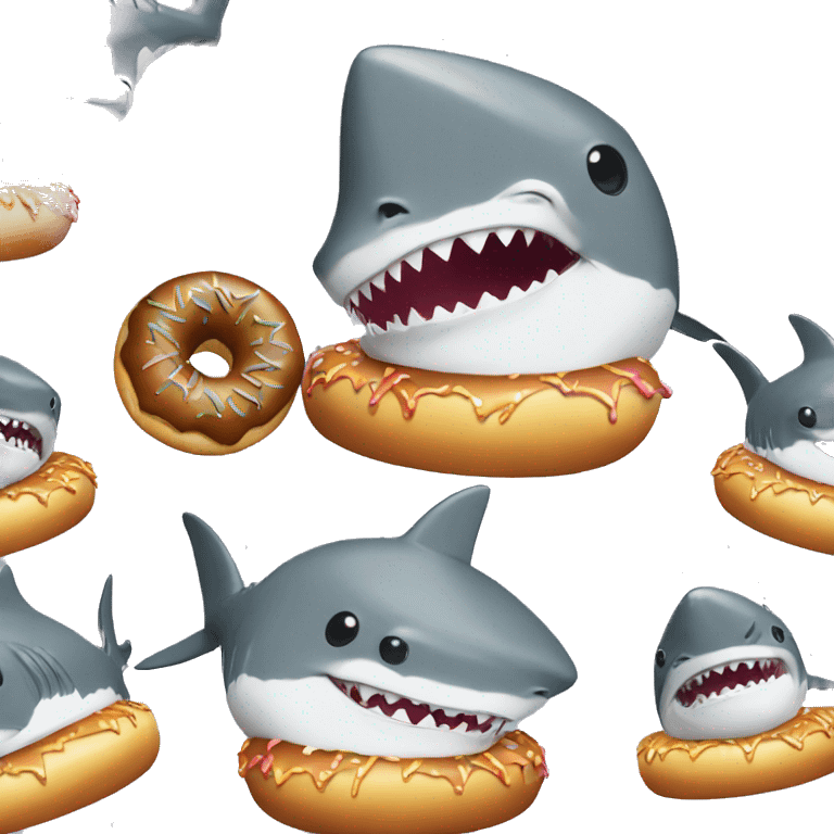 shark puts on a donut for swimming emoji