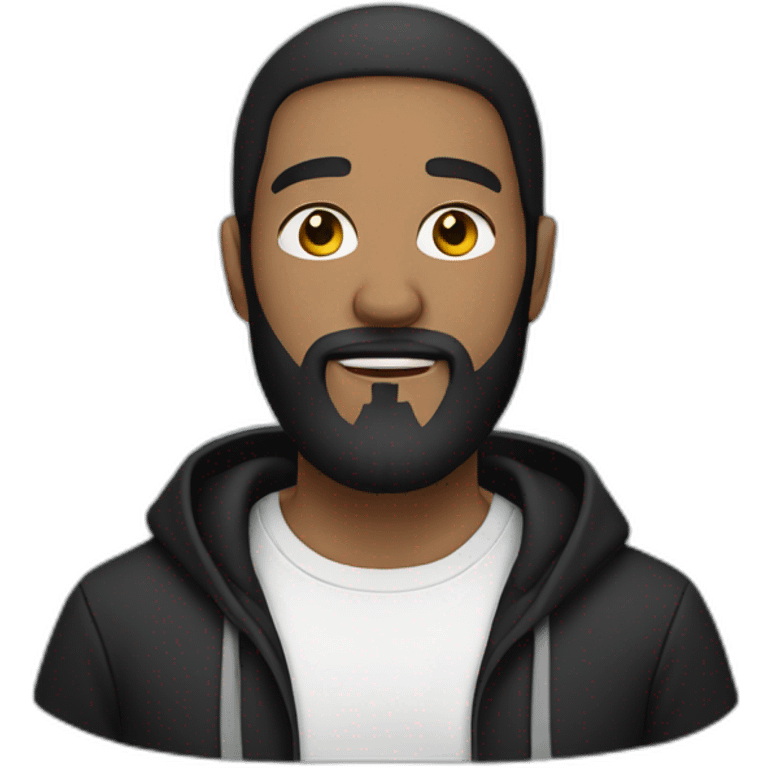 white man with black beard wearing a black hoodie emoji