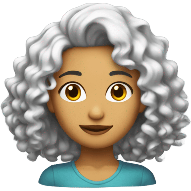 Chica morena con pelo rizado emoji