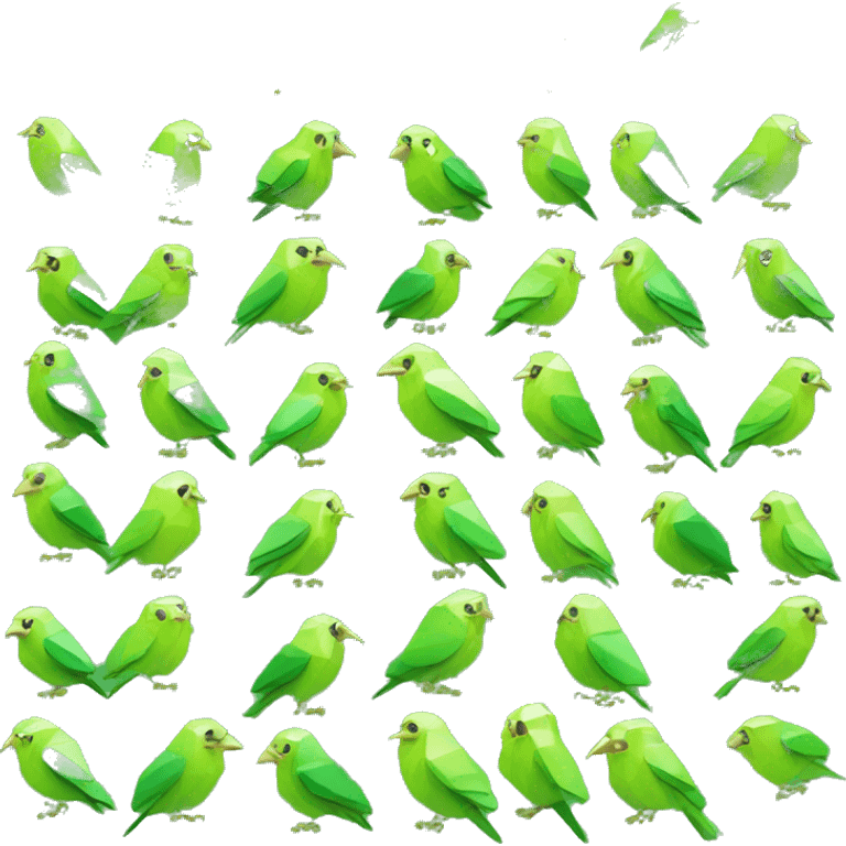 low poly green love birds emoji