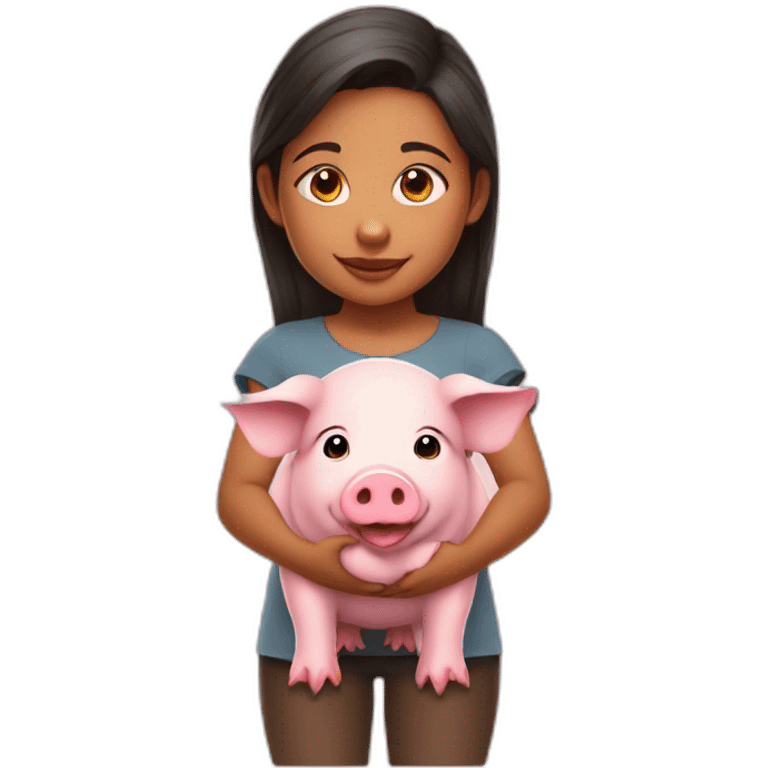 Small girl Pragati with pig emoji