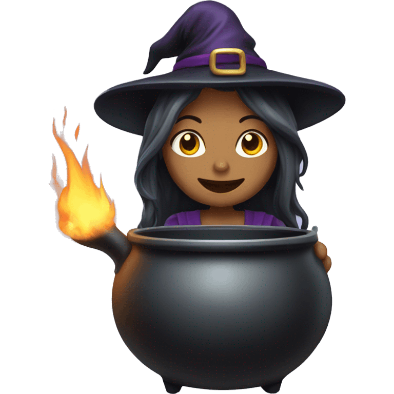 witch with cauldron casting spell emoji