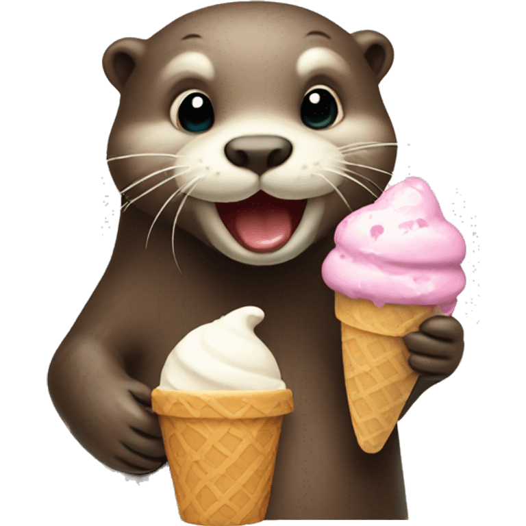 otter with ice cream emoji