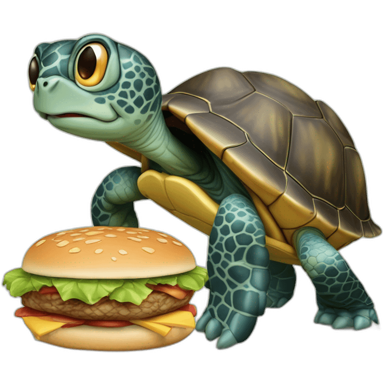 Une tortue j’ai honte en train de se battre avec un chat tout petit comme une fourmi qui détruisent une ville qui mange trois burgers à la fois et qui font des câlins à Mickey emoji