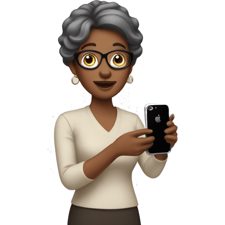 mom holding iphone emoji