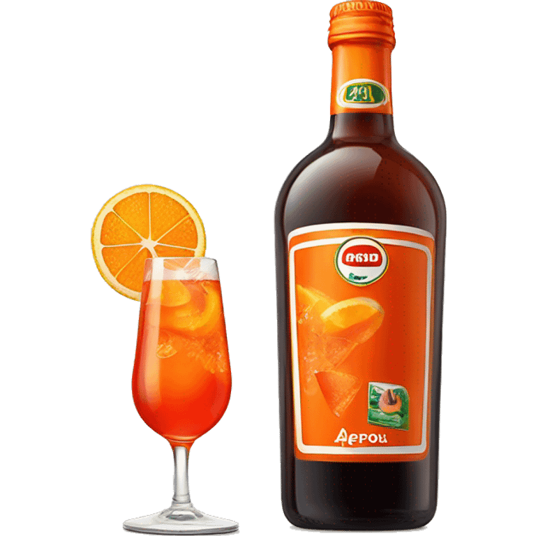 A glass of aperol spritz and a bottle of aperol drink right next to it emoji