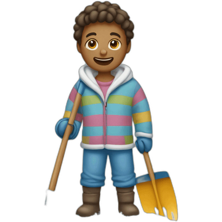 Shovelling snow in pyjamas  emoji