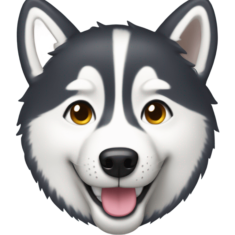 Husky with a happy face emoji