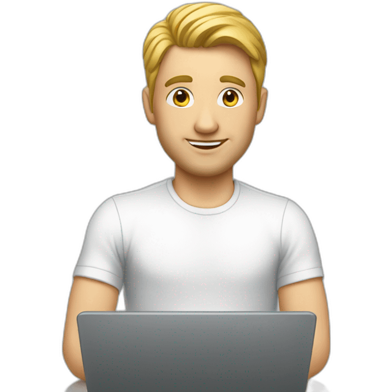 White man working with lap top emoji