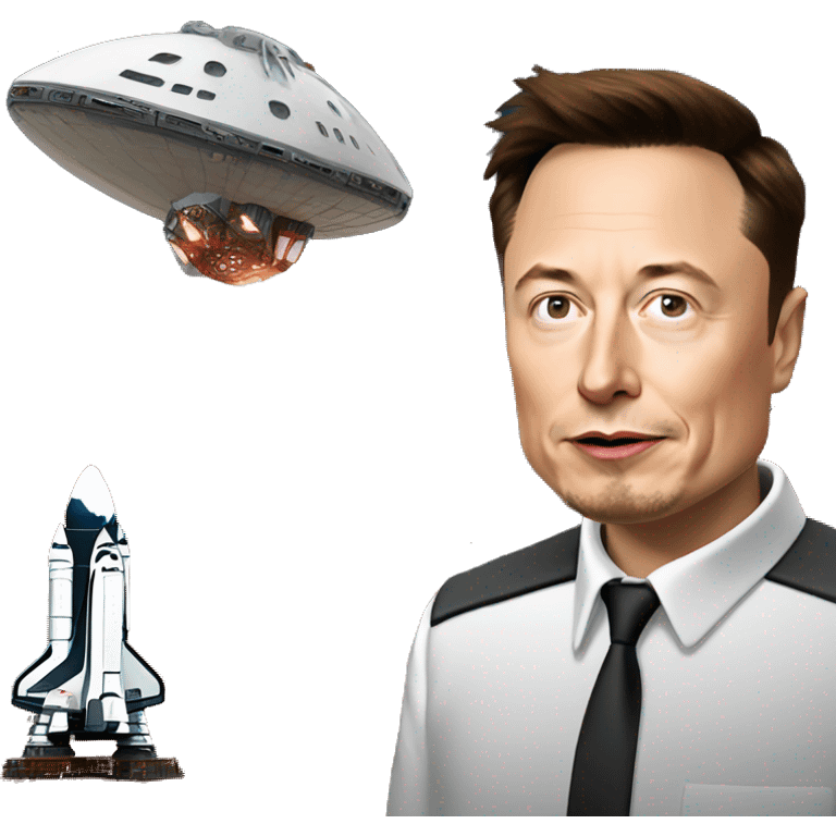 Elon musk senting a spaceship to Mars emoji