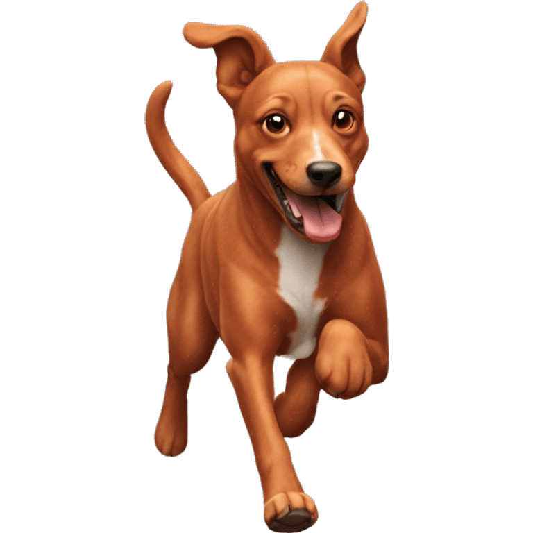 realistic solid red dog with pointed ears running emoji