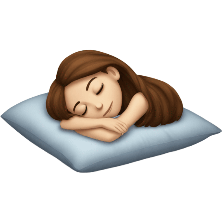 White girl with frekles Brown not curly hair sleeping peacfully on a pillow  emoji