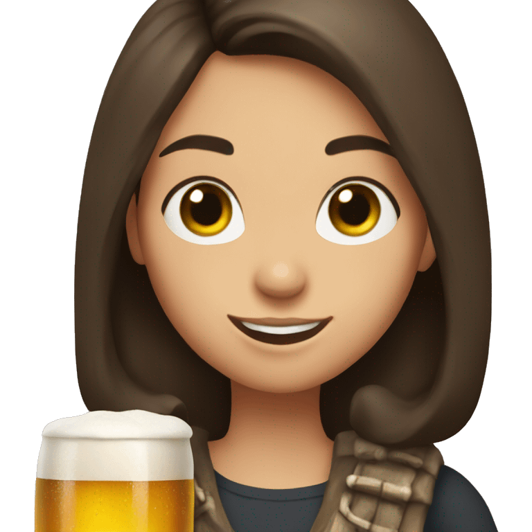 A brunette girl with a beer in her hands emoji