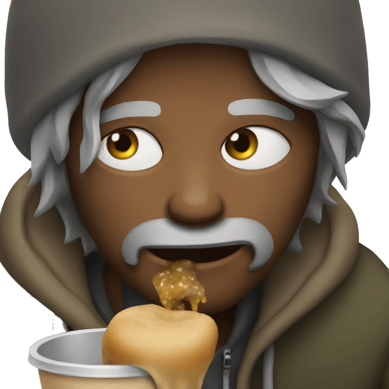 Homeless man eating emoji