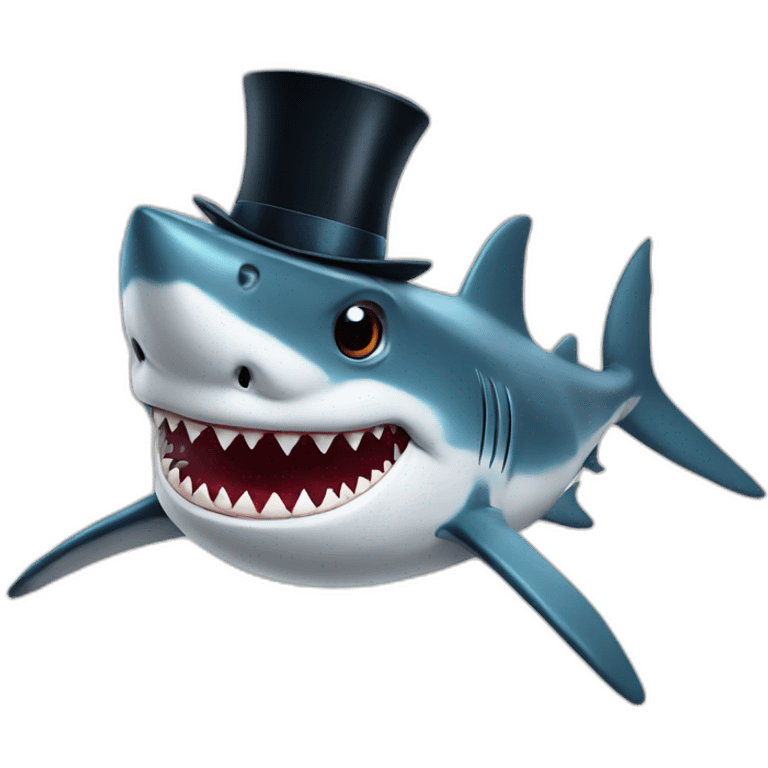 Shark with a top hat emoji