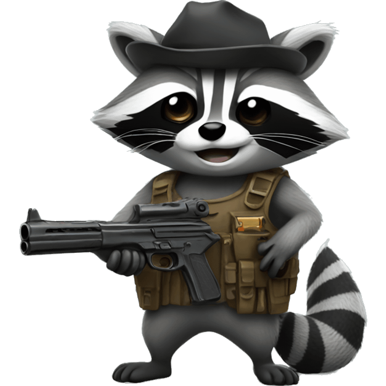 Raccoon with a gun emoji