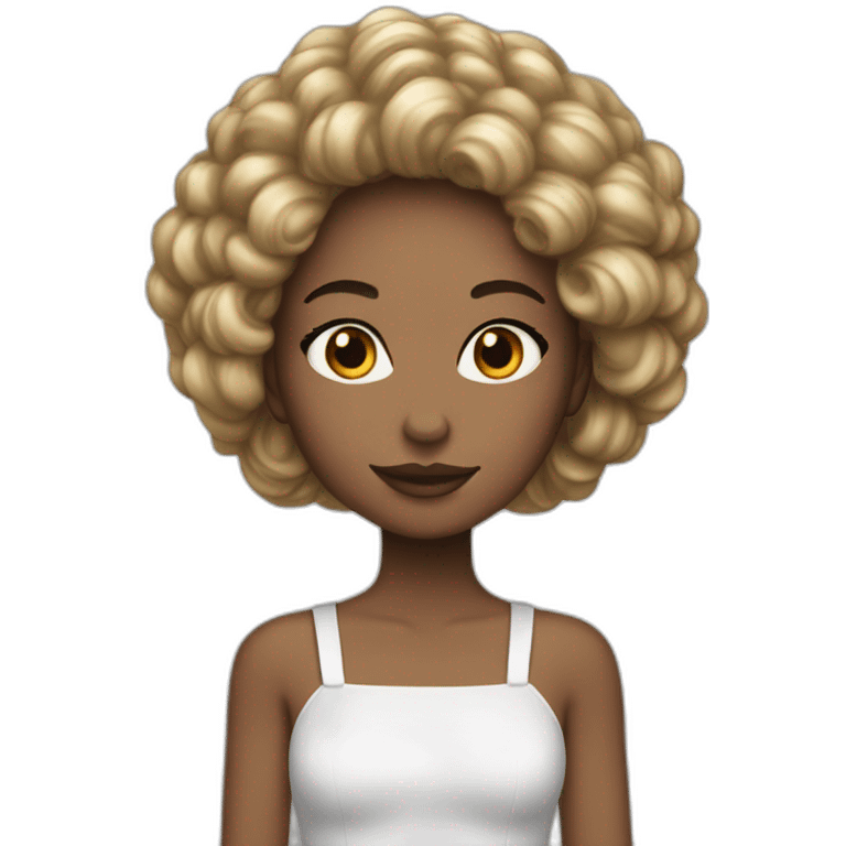 Fille peau blanche tresses cheveux noir emoji