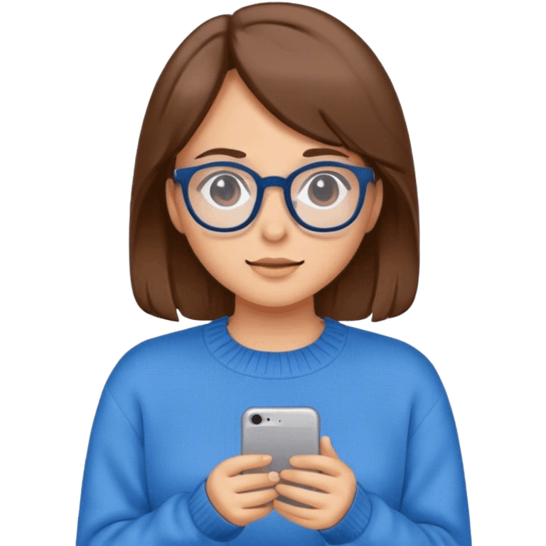 Girl with brown hair and glasses emoji