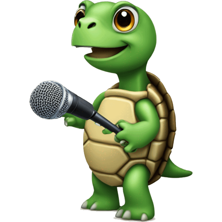 Turtle holding a microphone emoji