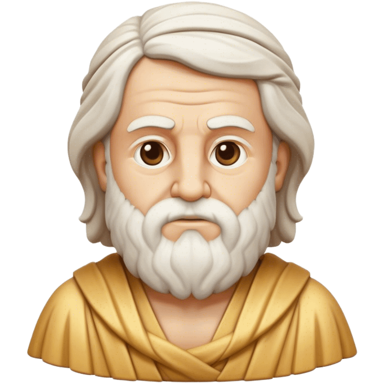 Cinematic Realistic Plato Portrait Emoji, depicted as a wise ancient philosopher with a contemplative expression in classical robes, rendered with soft textures and timeless serene lighting that captures his intellectual legacy. emoji