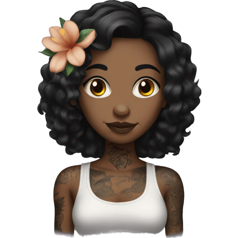 Black hair girl with tattoos emoji