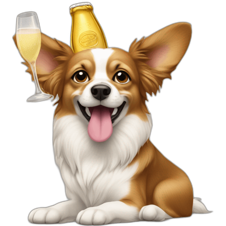 papilion dog with champain emoji