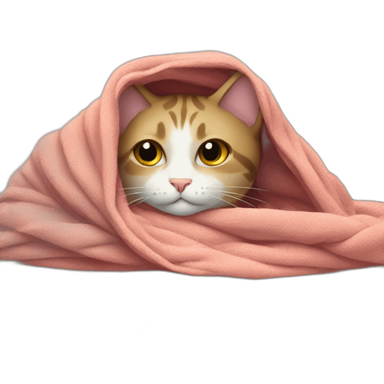 cat wrapped up in a blanket on a sofa emoji