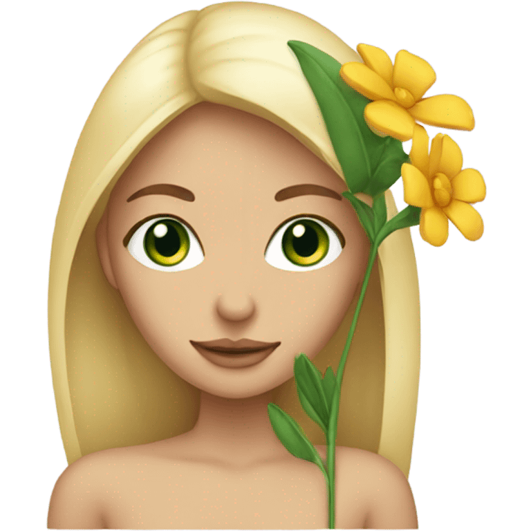 Green Eyed model with Flower emoji