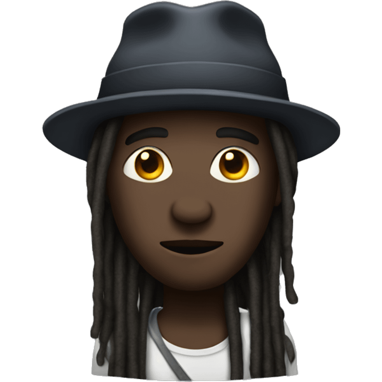 Dark skin dude with dreads wearing a hat  emoji