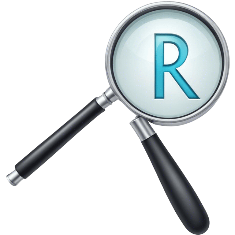 A "R" letter made its a part by magnifier emoji