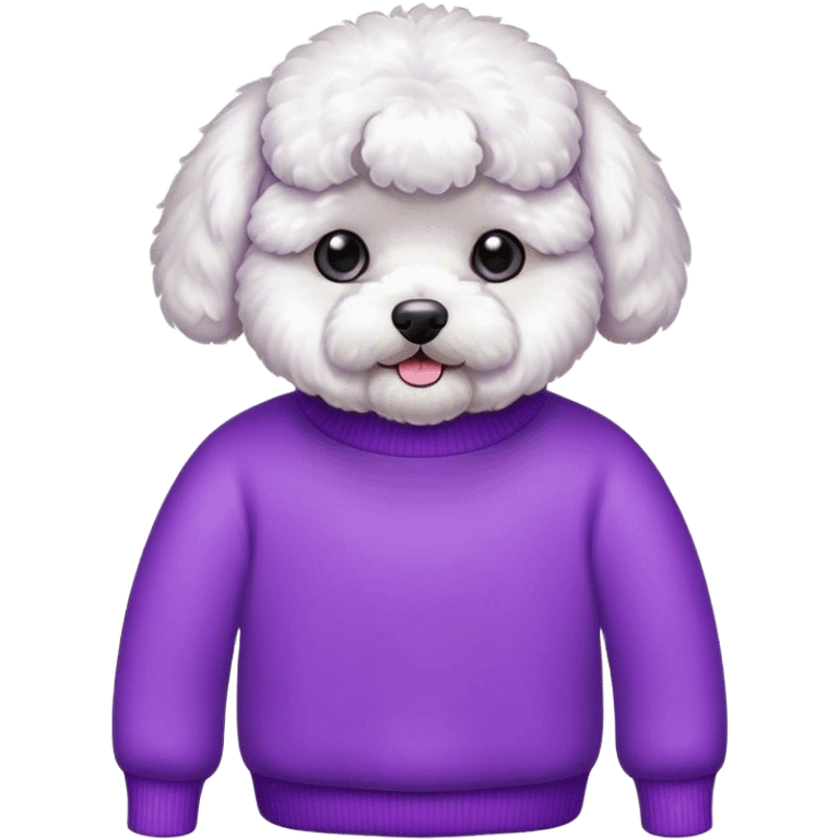 Bichon wearing purple sweater emoji