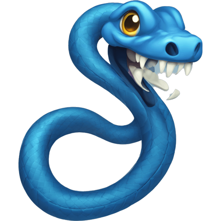 Blue snake with fangs and big eyes emoji