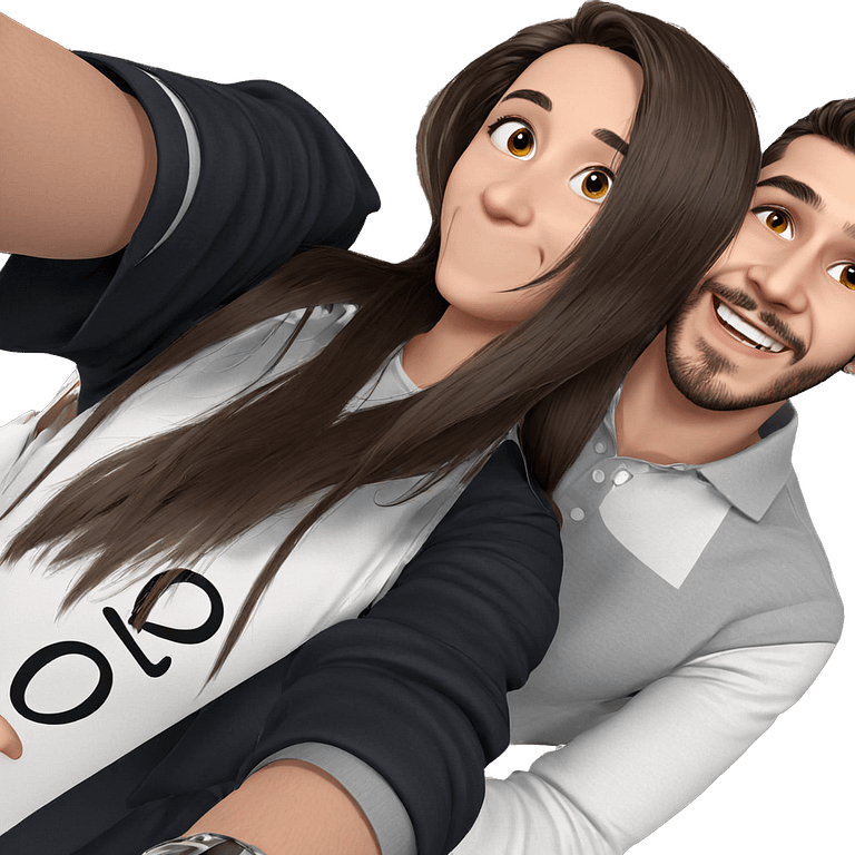 smiling couple selfie moment emoji