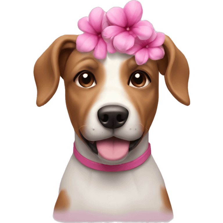 Dog with pink flower on head emoji