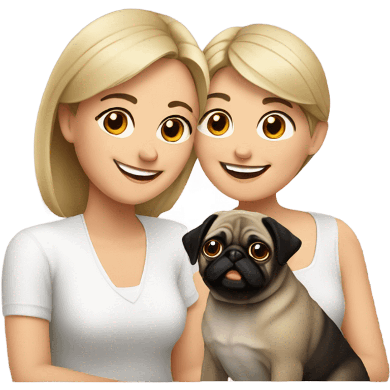 Me and my wife with our pug emoji