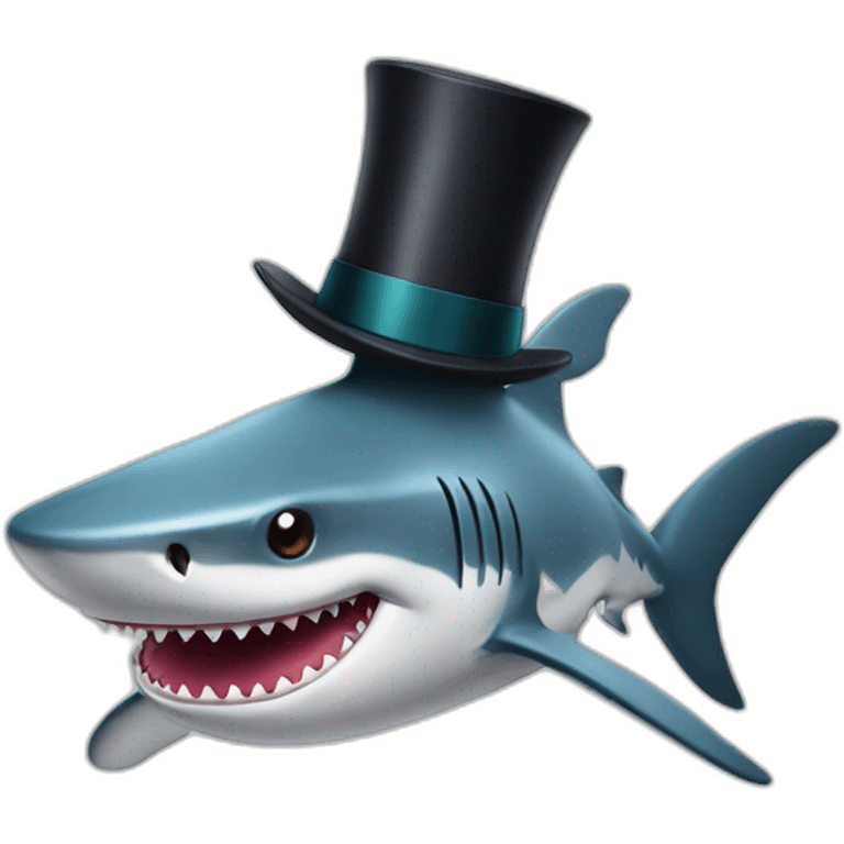 Shark with a top hat emoji