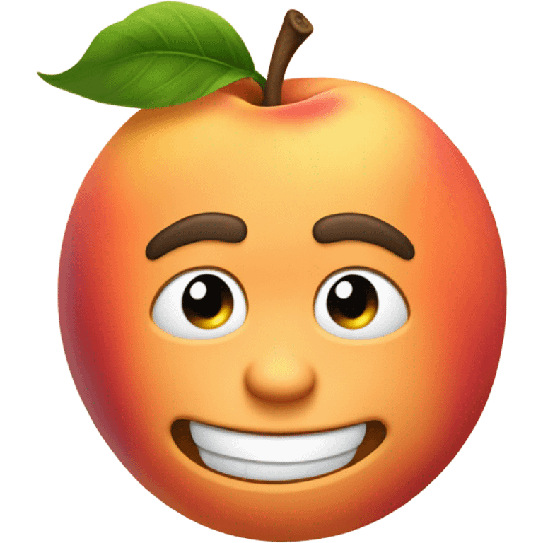 Man burying face into giant peach emoji