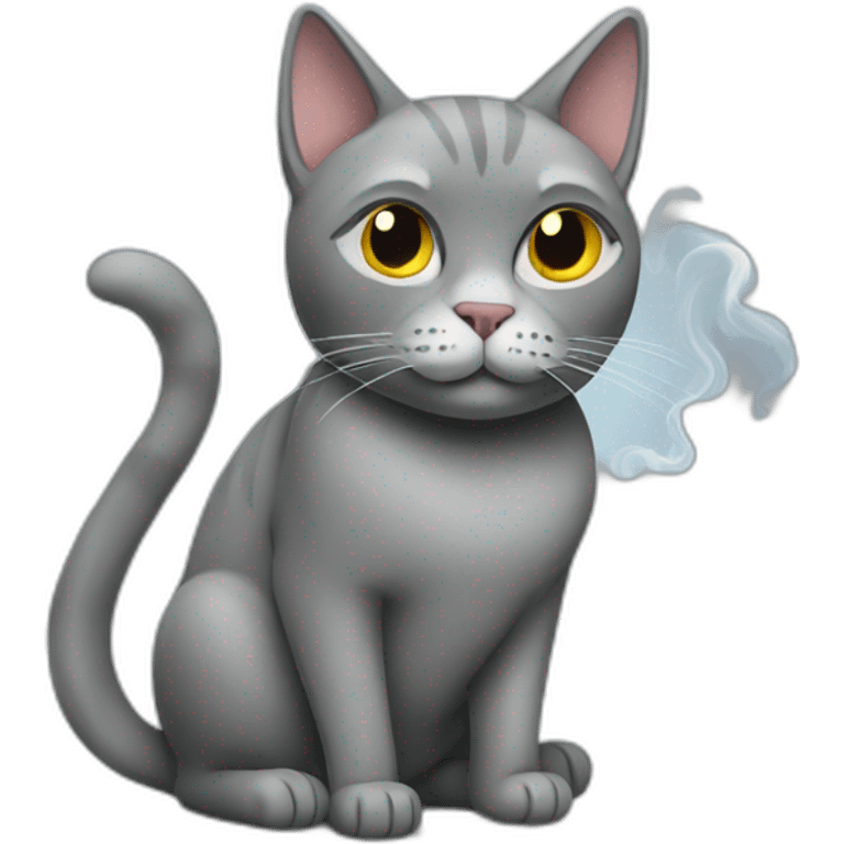 Grey cat with cigarette emoji