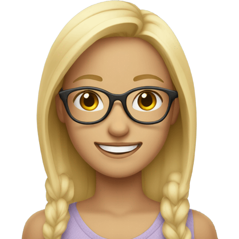 smiling blonde girl portrait with glasses emoji