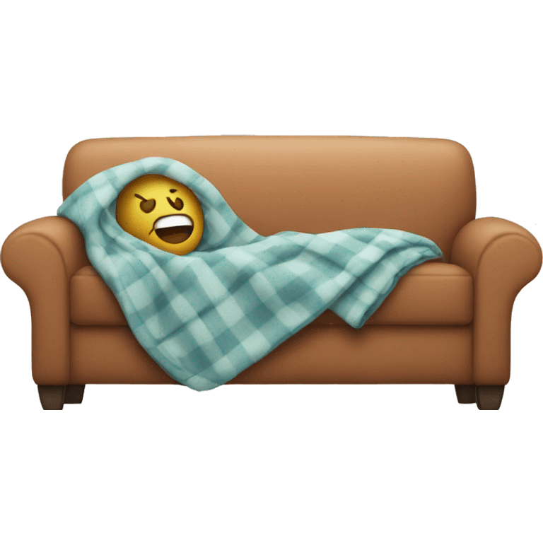 A comfy couch with blankets emoji