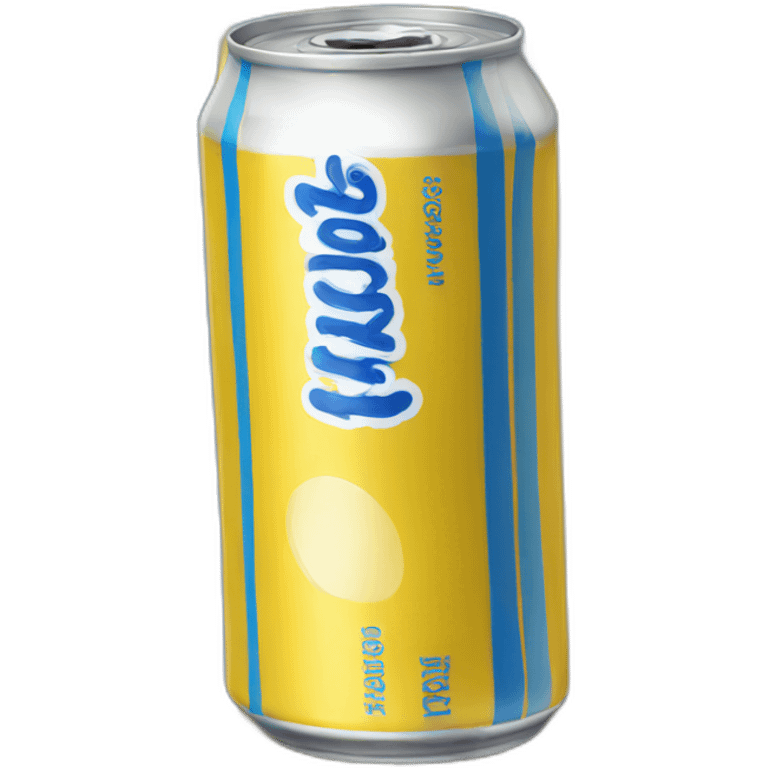 Yellow soda can with blue stripe emoji