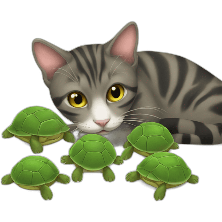 cat eating turtles emoji