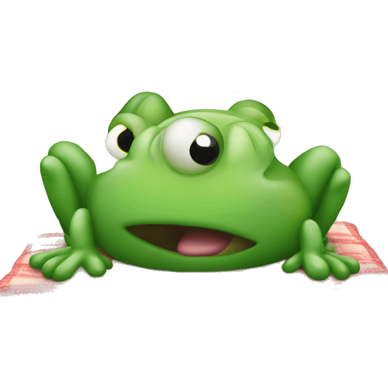 Einen einfach gezeicheten Frosch miteine Schlafmüze auf dem kopf, eingekuschelt in einer Decke emoji