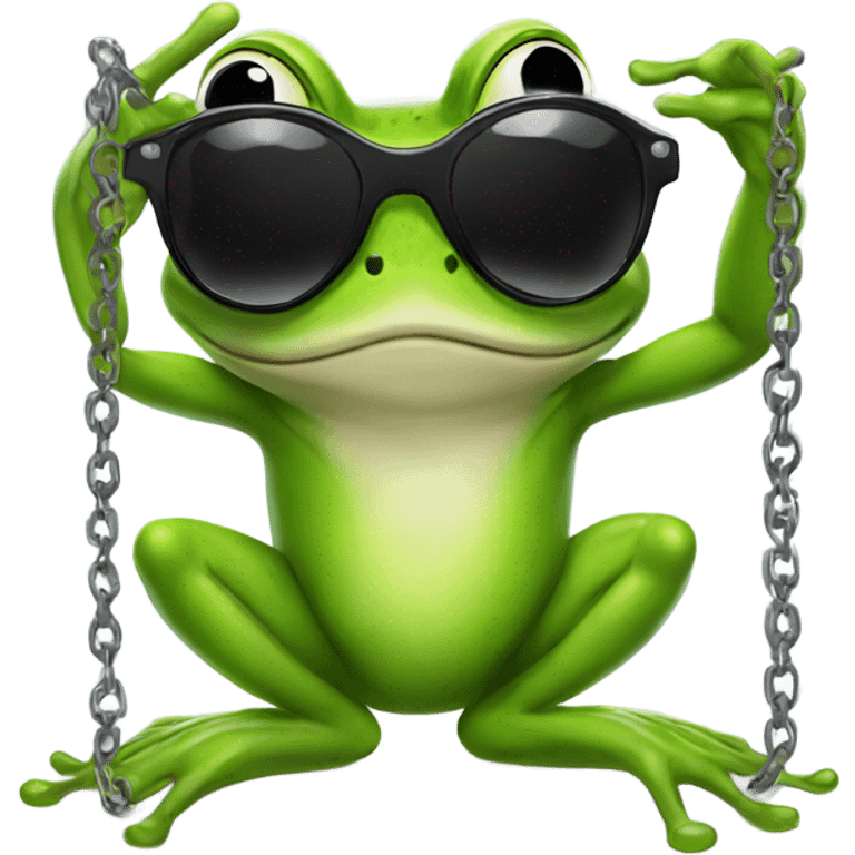 Frog with chains and sunglasses flipping me off emoji