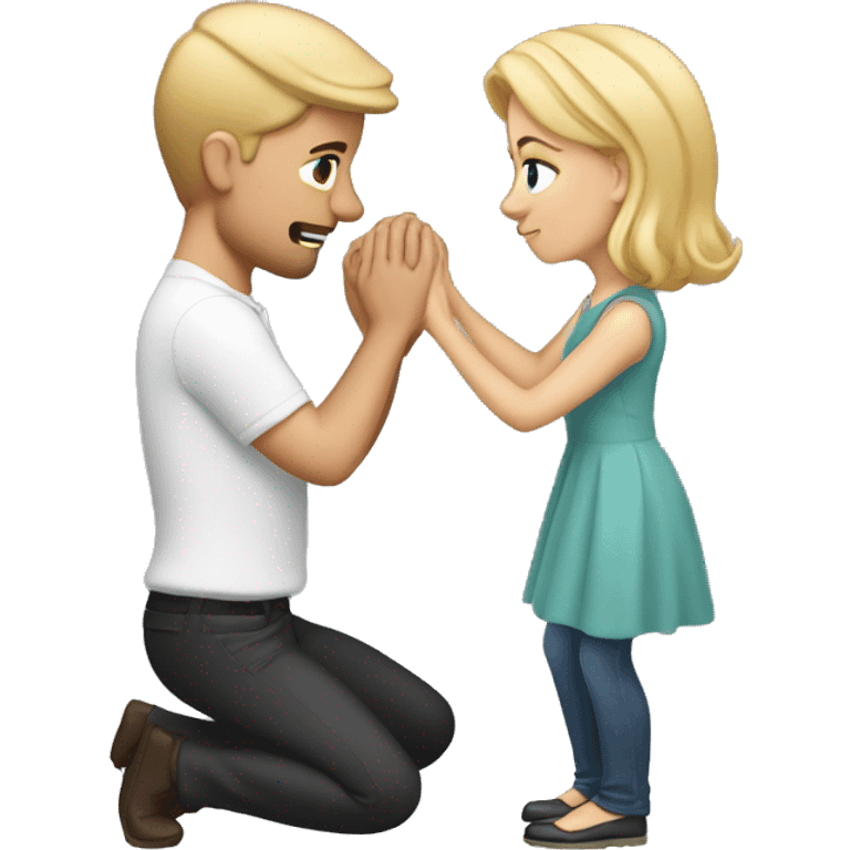  only one white man with blonde hair proposing by kneeling down with a ring emoji