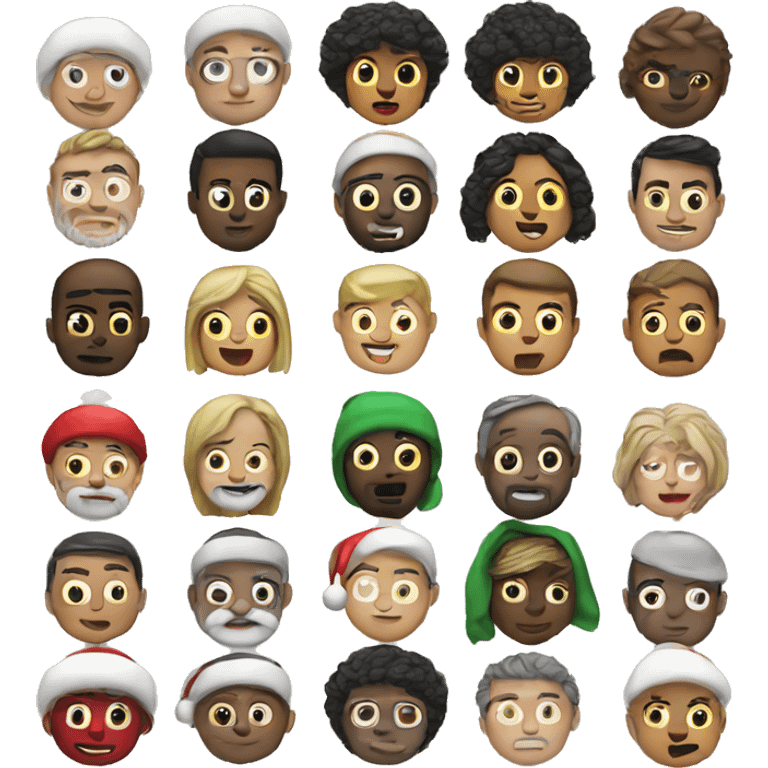 All Christmas characters from the stop motion production emoji