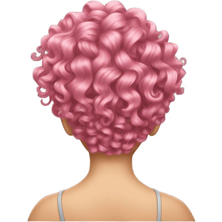 Pink curly hair back view emoji